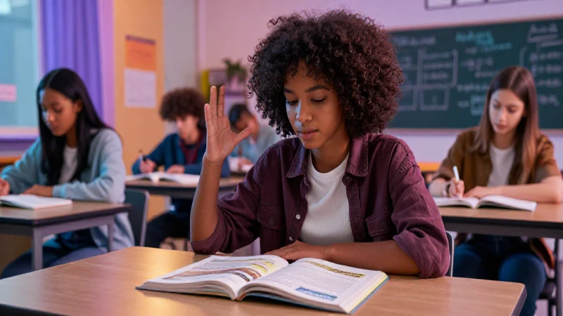 Estudiante entusiasta aprende inglés con gran enfoque