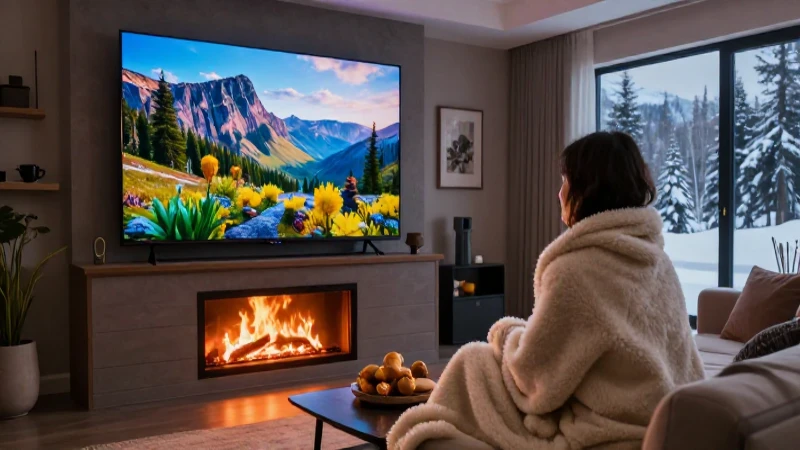 Comodidad invernal viendo documental en casa