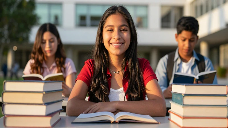 Estudiante mexicano sonriente bajo luz dorada