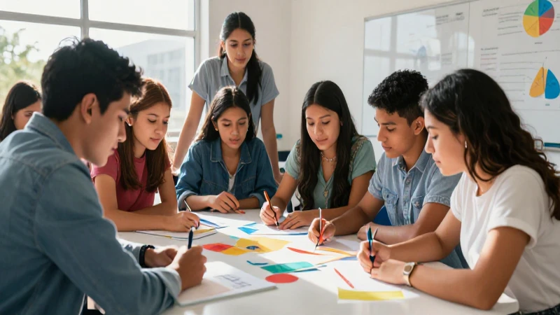 Estudiantes mexicanos aprendiendo colaborativamente en clase
