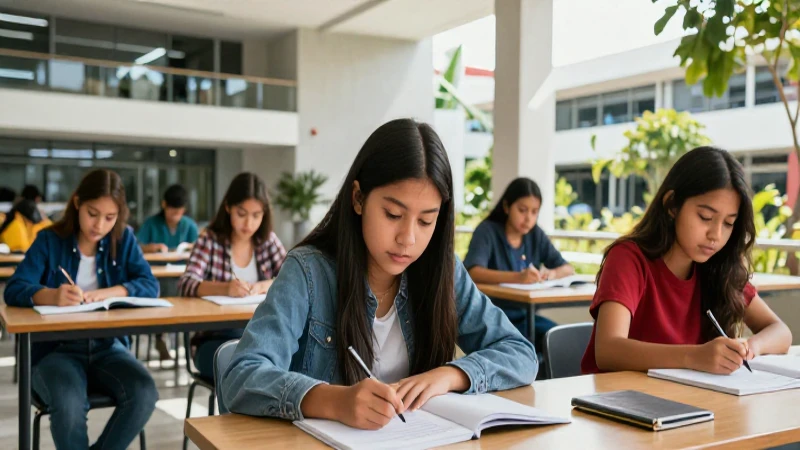 Estudiante mexicano enfocado en campus moderno