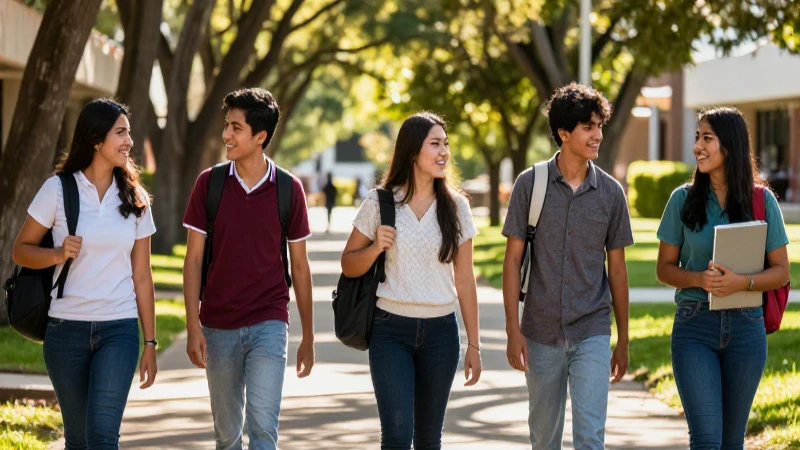 Estudiantes mexicanos universitarios en el campus