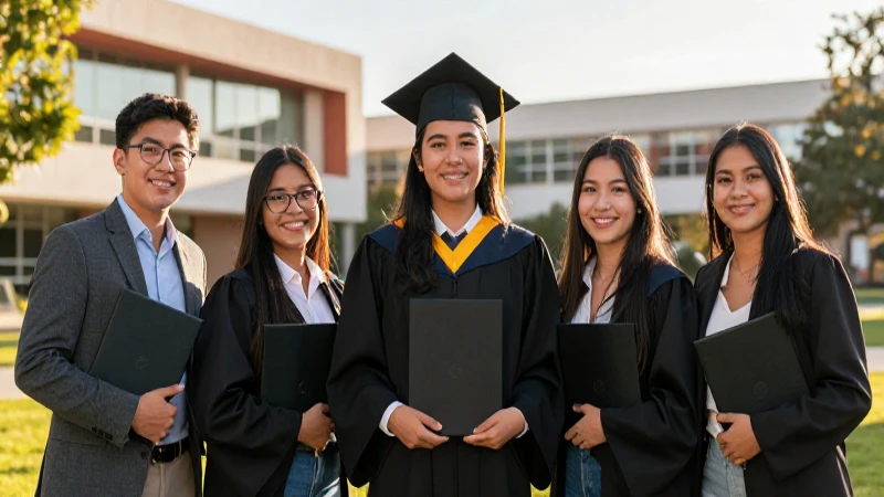 Estudiantes mexicanos celebrando éxito académico