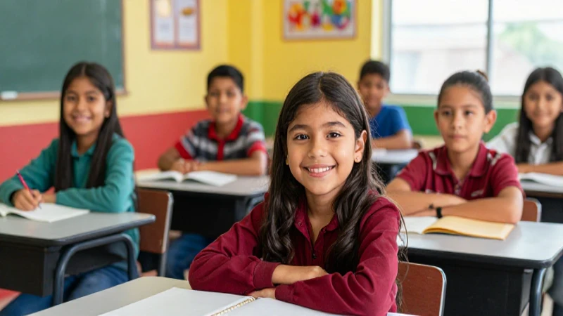 Alumnos mexicanos sonrientes en aula moderna