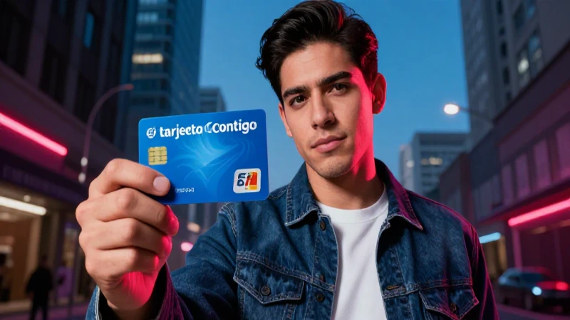 Hombre mexicano exitoso con tarjeta Contigo Sí