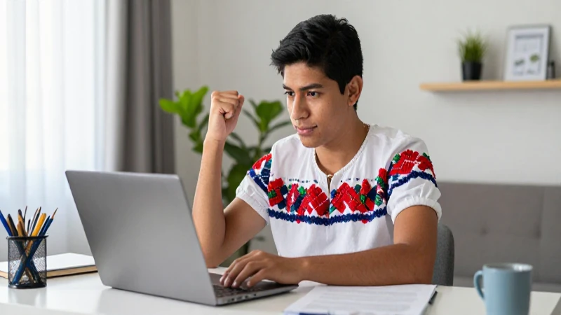 Estudiante mexicana ambiciosa con éxito académico