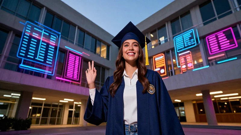Graduado mexicano exitoso en campus moderno