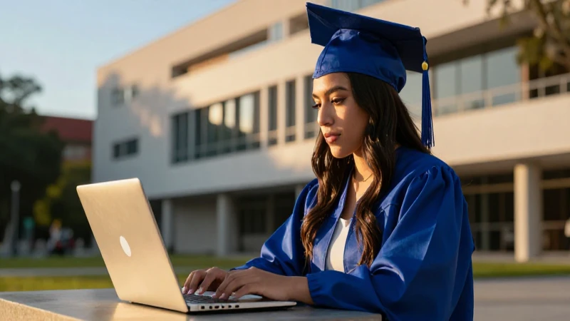 Estudiante mexicano ambicioso en campus con luz dorada