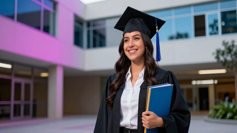 Estudiante mexicano exitoso en campus vibrante