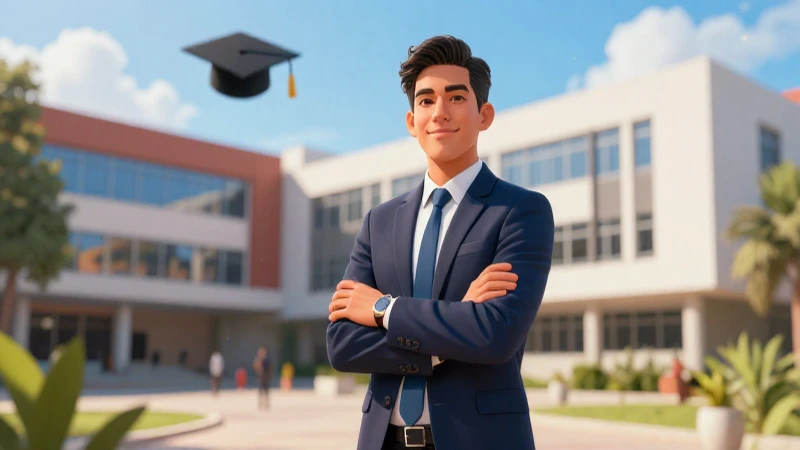 Joven mexicano estudia en campus universitario vibrante