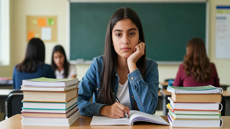 Joven estudiante mexicana estudia con determinación