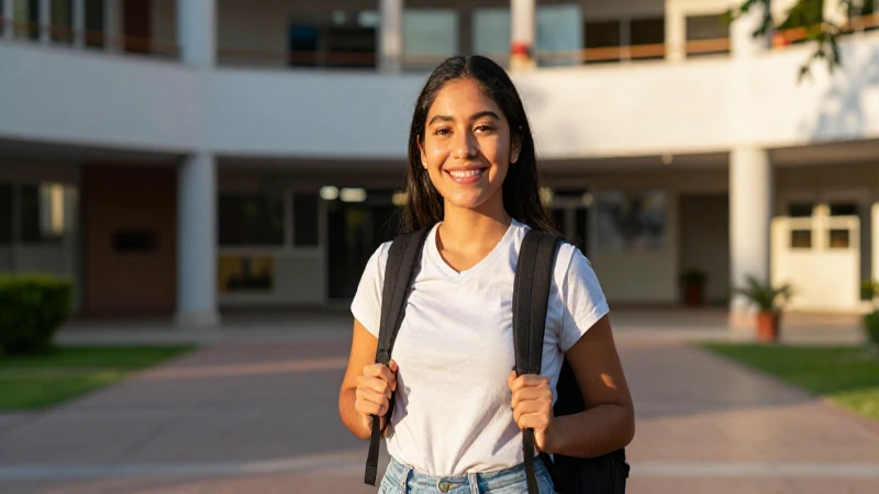 Joven mexicana ambiciosa en campus dorado