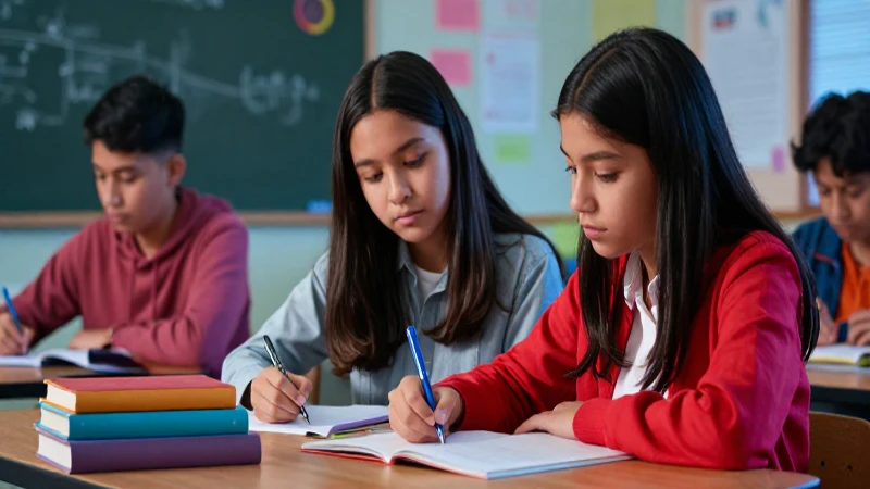 Estudiantes mexicanos brillantes aprendiendo con éxito