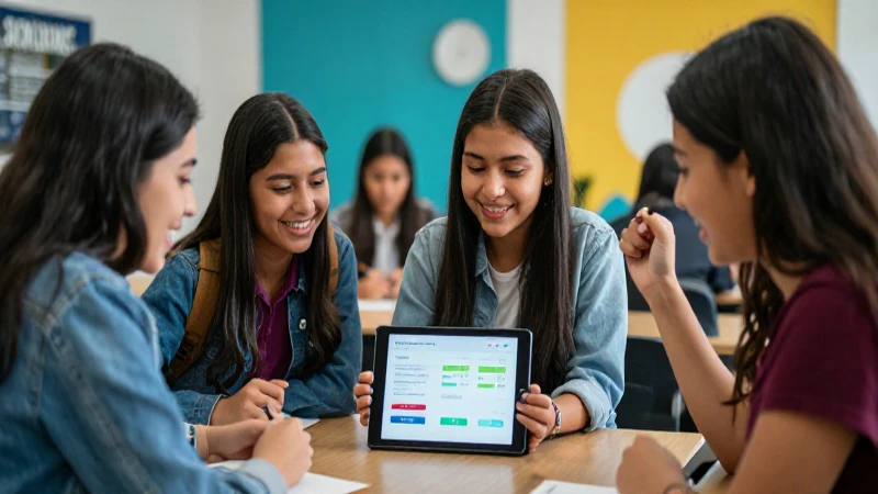 Estudiantes mexicanos celebrando éxito educativo vibrante