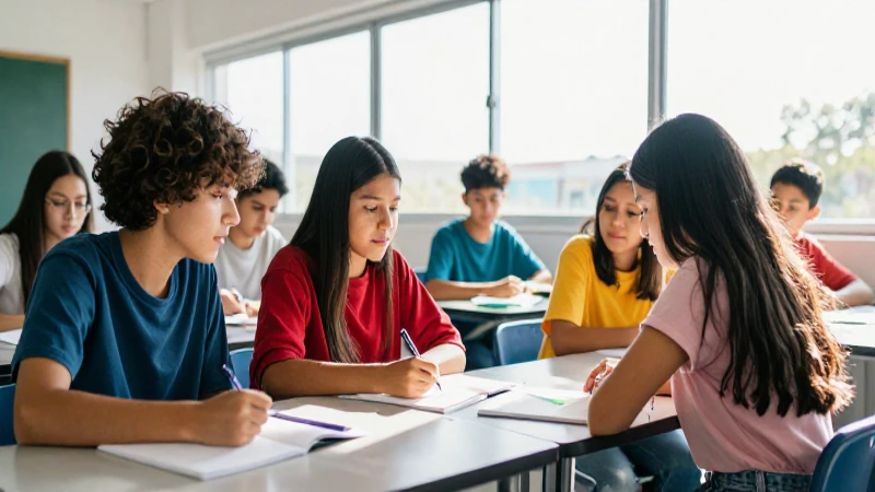 Estudiantes mexicanos diversos en aula moderna