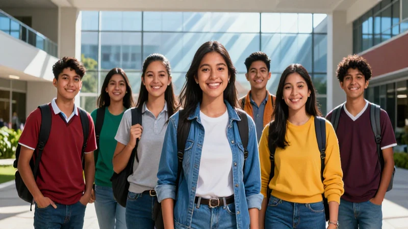 Estudiantes mexicanos sonriendo en universidad