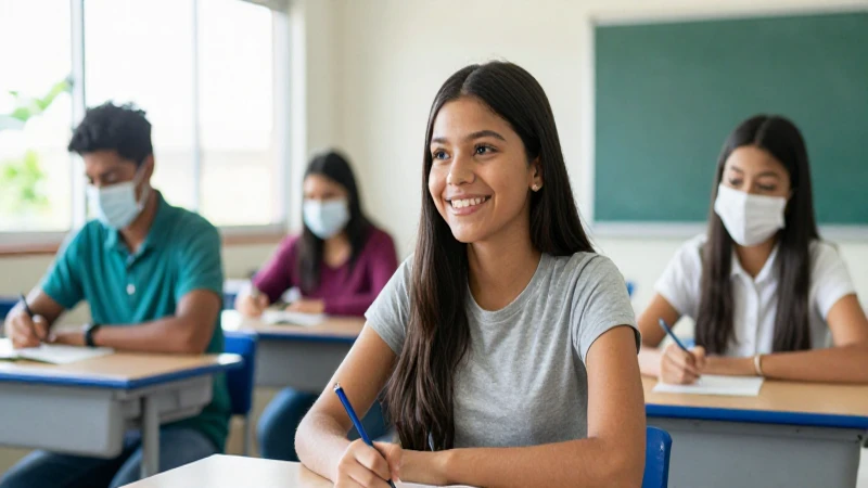 Cuáles son las medidas y protocolos para el regreso a clases en el Estado de México 17 Estudiante mexicano sonriente en aula moderna