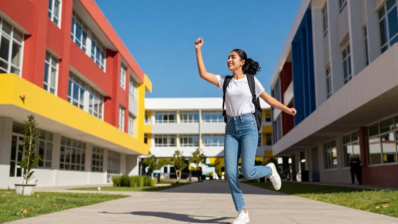 Estudiante universitario mexicano exitoso en campus vibrante
