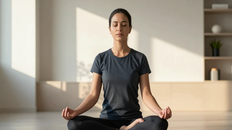 Retrato sereno de meditación con luz dorada