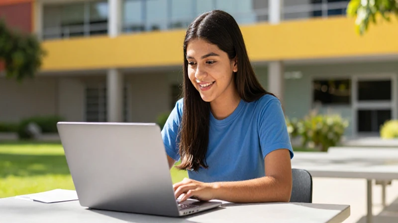 Estudiante mexicano moderno con laptop