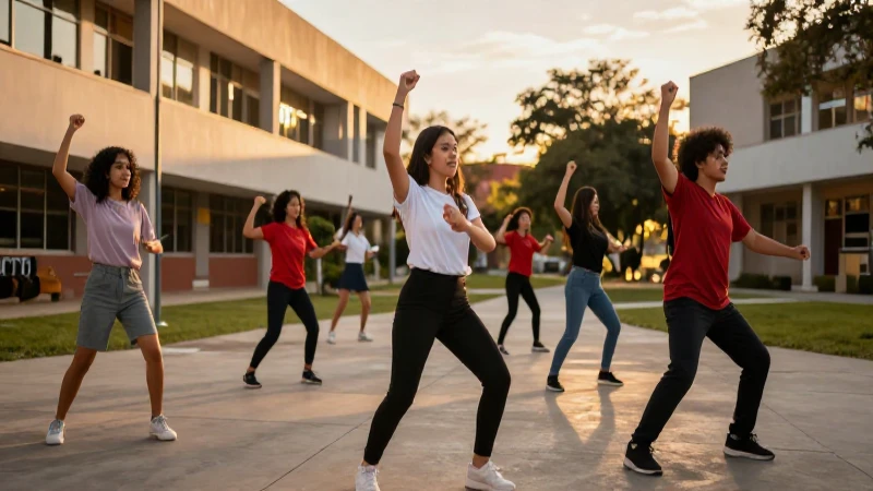 Estudiantes de educación física mexicanos en campus moderno