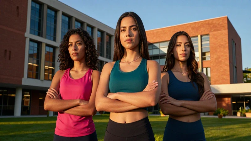 Estudiante mexicana atlética con luz dramática en el campus