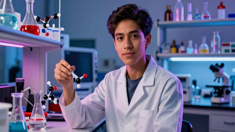 Joven mexicano en laboratorio de biología molecular