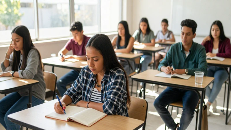 Estudiantes mexicanos diversos y modernos en clase