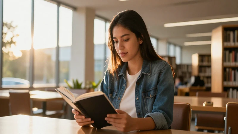 Estudiante mexicano lee bajo luz dorada