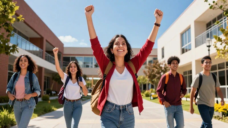 Joven mexicano exitoso en campus moderno