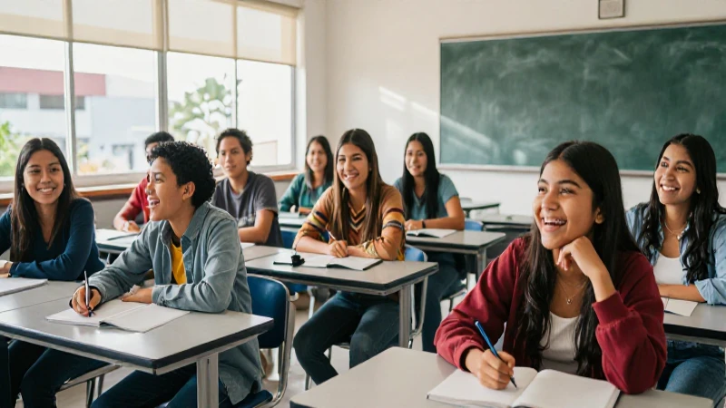 Estudiantes mexicanos exitosos en aula moderna