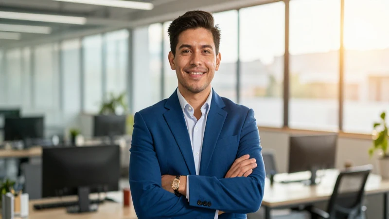 Joven profesional mexicano en oficina moderna