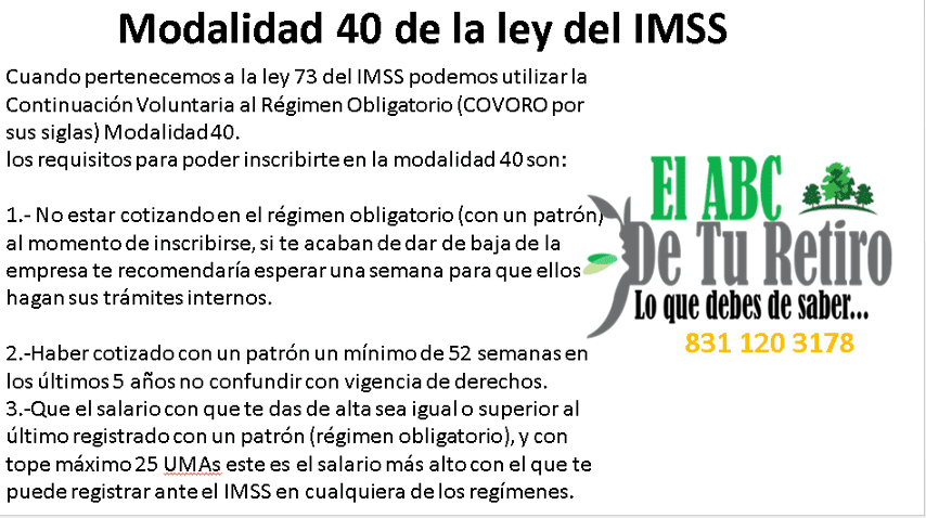 Modalidad 40 de la Ley 73: requisitos y beneficios explicados