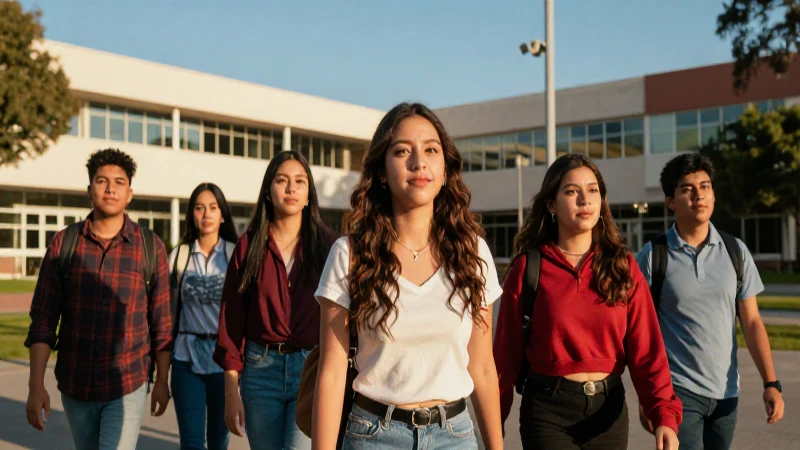 Estudiantes mexicanos bajo luz dorada