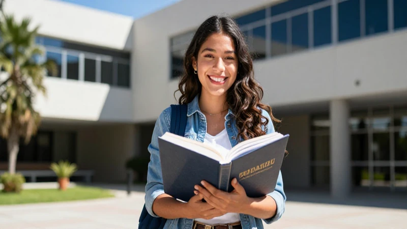 Estudiante mexicano sonriendo en campus universitario