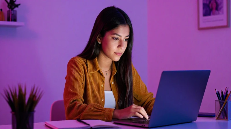 Estudiante mexicano concentrado en estudio moderno
