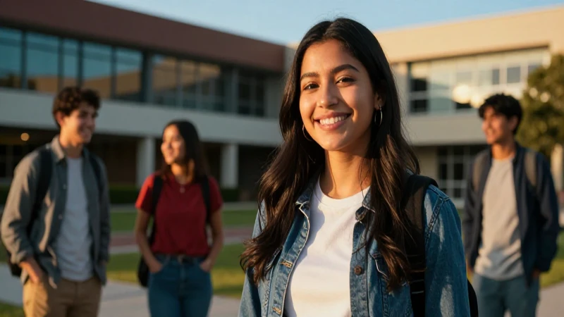 Estudiante mexicano sonríe en vibrante campus