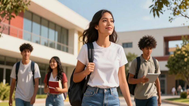 Estudiante mexicano vibrante en campus universitario