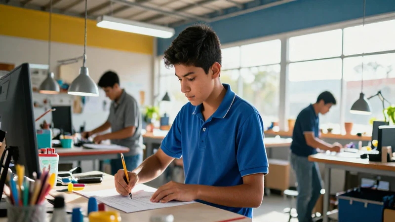Estudiante mexicano, futuro brillante, luz dramática