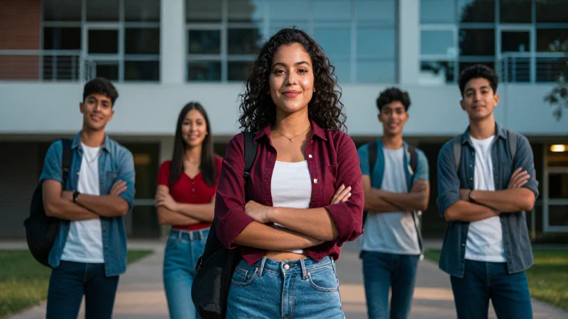 Jóvenes mexicanos exitosos en campus moderno