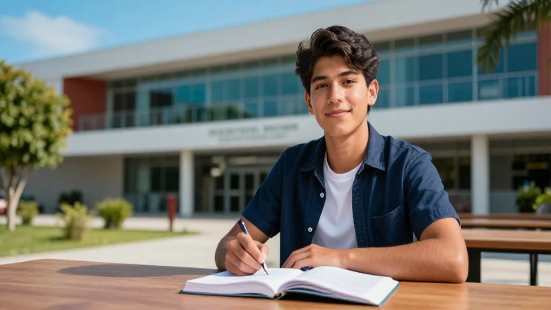 Cuál es el monto de la beca Benito Juárez para bachillerato 2 Estudiante mexicano en campus universitario con estilo profesional