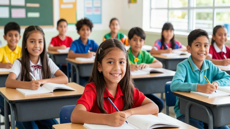 Estudiantes mexicanos diversos y felices en clase