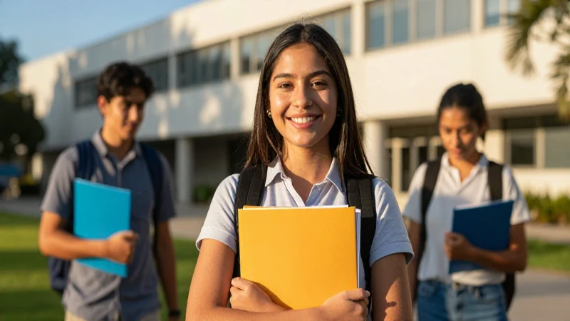 Estudiante mexicano exitoso en campus universitario