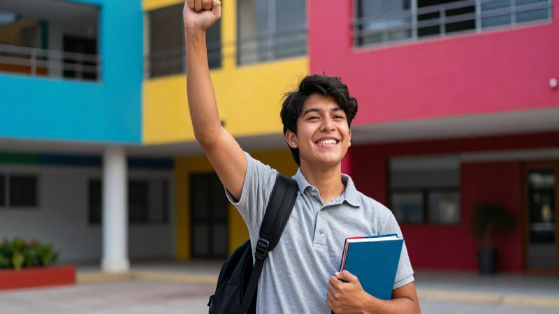 Joven mexicano celebra éxito universitario vibrante