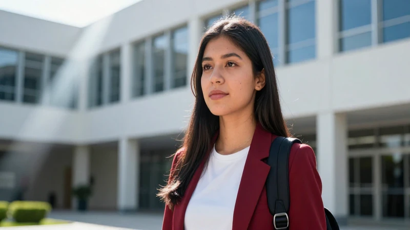 Estudiante mexicano joven en campus moderno