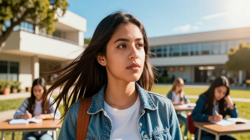 Joven estudiante mexicana con determinación y energía