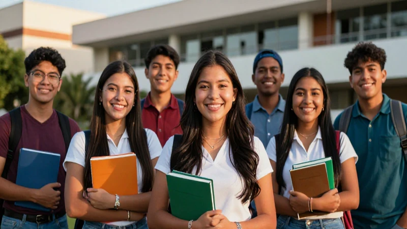 Estudiantes felices en campus universitario con luz dorada