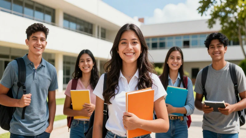 Estudiantes mexicanos universitarios llenos de progreso