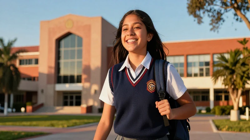 Estudiante mexicano alegre en campus con luz dorada