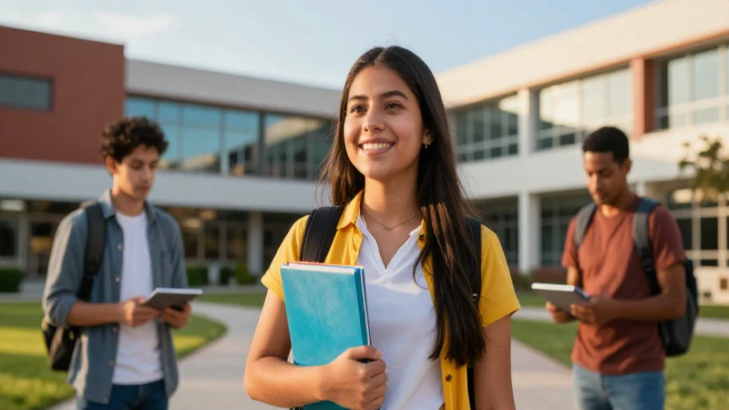 Estudiante mexicano inspirado en campus vibrante